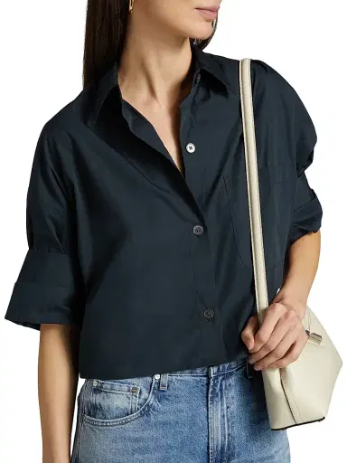 TWP Women's Next Ex Poplin Cropped Shirt - Midnight | Thumbnail 6 TWP Women's Next Ex Poplin Cropped Shirt - Midnight | Thumbnail 6