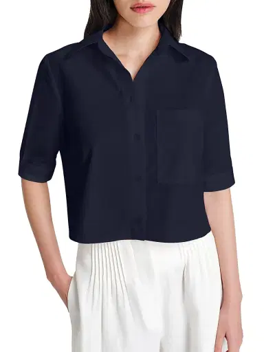 TWP Women's Short Lived Cropped Shirt - Midnight - Size Large | Thumbnail 3 TWP Women's Short Lived Cropped Shirt - Midnight - Size Large | Thumbnail 3