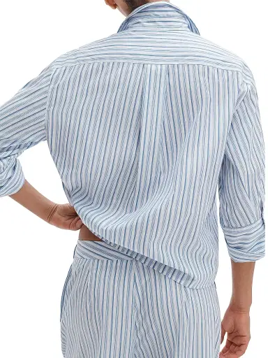 rag & bone Women's Lucia Striped Cotton Poplin Shirt - Baby Blue Stripe - Size XL | Thumbnail 4