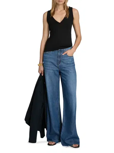 rag & bone Women's Jersey V-Neck Tank - Black - Size Large | Thumbnail 2