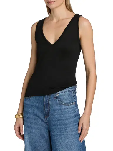 rag & bone Women's Jersey V-Neck Tank - Black - Size Large | Thumbnail 3