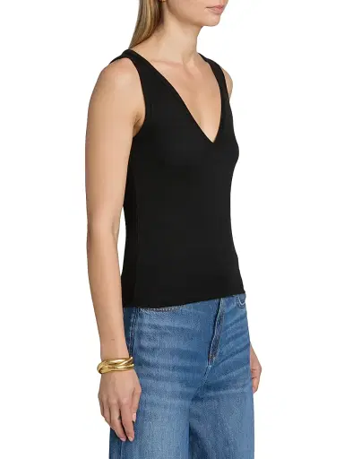 rag & bone Women's Jersey V-Neck Tank - Black - Size Large | Thumbnail 4