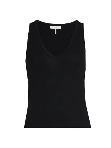 rag & bone Women's Jersey V-Neck Tank - Black - Size Large | Thumbnail 1