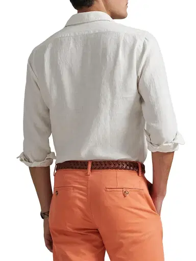 Polo Ralph Lauren Men's Slub Linen Button-Front Shirt - Deckwash White - Size XXL | Thumbnail 4