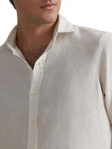 Polo Ralph Lauren Men's Slub Linen Button-Front Shirt - Deckwash White - Size XXL | Thumbnail 5