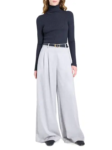 TWP Women's Rib-Knit Wool Turtleneck - Charcoal - Size XL | Thumbnail 2