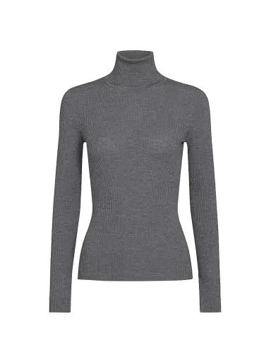 TWP Women's Rib-Knit Wool Turtleneck - Charcoal - Size XL | Thumbnail 1