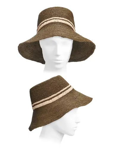 rag & bone Women's Jade Rollable Raffia Bucket Hat - Brown Natural - Size Medium | Thumbnail 3