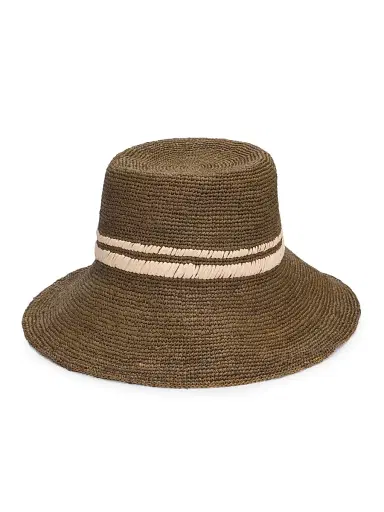 rag & bone Women's Jade Rollable Raffia Bucket Hat - Brown Natural - Size Medium | Thumbnail 1