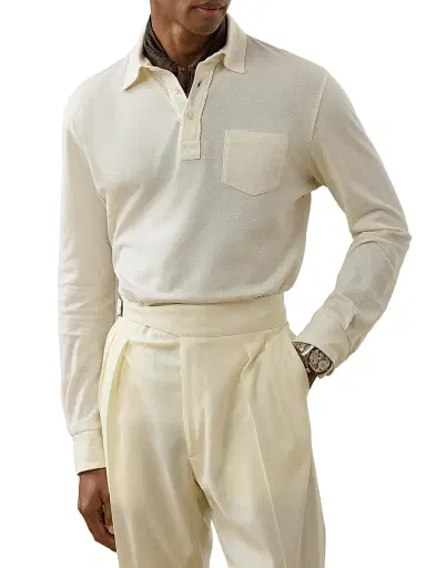 Ralph Lauren Purple Label Men's Cotton-Cashmere Piqué Polo Shirt - Classic Cream - Size XXL | Thumbnail 3 Ralph Lauren Purple Label Men's Cotton-Cashmere Piqué Polo Shirt - Classic Cream - Size XXL | Thumbnail 3