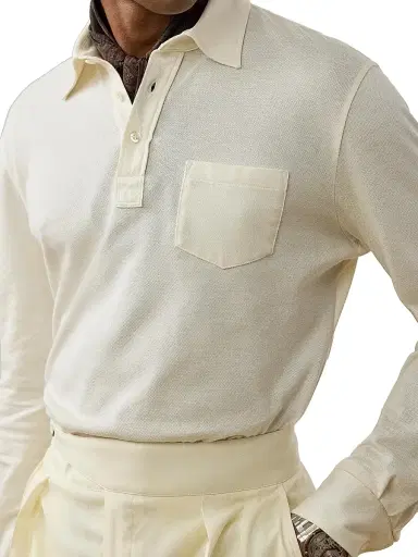 Ralph Lauren Purple Label Men's Cotton-Cashmere Piqué Polo Shirt - Classic Cream - Size XXL | Thumbnail 5 Ralph Lauren Purple Label Men's Cotton-Cashmere Piqué Polo Shirt - Classic Cream - Size XXL | Thumbnail 5