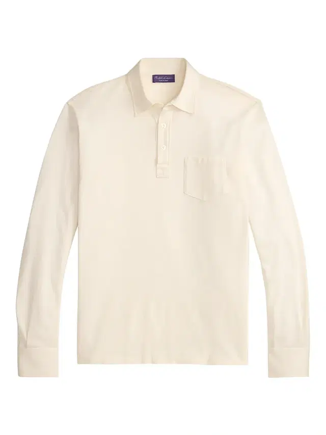Ralph Lauren Purple Label Men's Cotton-Cashmere Piqué Polo Shirt - Classic Cream