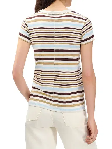 rag & bone Women's The Slub Striped Cotton T-Shirt - Ivory Multi - Size Medium | Thumbnail 4