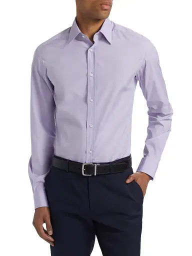 Ralph Lauren Purple Label Men's Solid Cotton Shirt - Lavender - Size 17 | Thumbnail 3