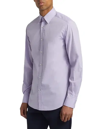 Ralph Lauren Purple Label Men's Solid Cotton Shirt - Lavender - Size 17 | Thumbnail 4