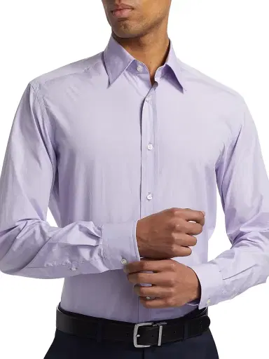 Ralph Lauren Purple Label Men's Solid Cotton Shirt - Lavender - Size 17 | Thumbnail 6