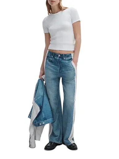 rag & bone Women's Essential Rib Stretch-Cotton Crewneck T-Shirt - White - Size XL | Thumbnail 2