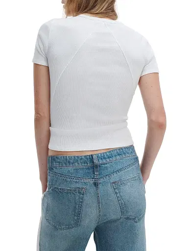 rag & bone Women's Essential Rib Stretch-Cotton Crewneck T-Shirt - White - Size XL | Thumbnail 5