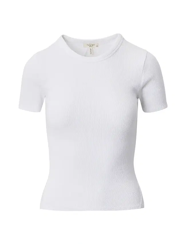 Women's Essential Rib Stretch-Cotton Crewneck T-Shirt - White