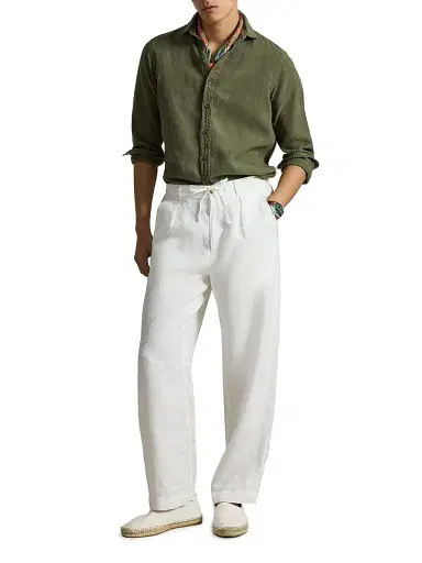 Polo Ralph Lauren Men's Linen Button-Front Shirt - New Olive - Size XXL | Thumbnail 2