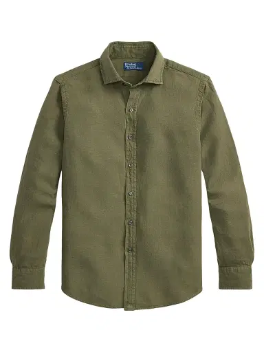 Polo Ralph Lauren Men's Linen Button-Front Shirt - New Olive - Size XXL | Thumbnail 1