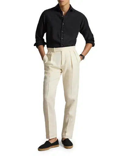 Polo Ralph Lauren Men's Linen Button-Front Shirt - Polo Black - Size XXL | Thumbnail 2