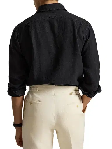 Polo Ralph Lauren Men's Linen Button-Front Shirt - Polo Black - Size XXL | Thumbnail 5