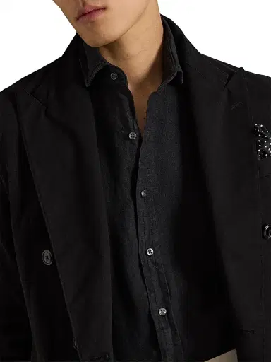 Polo Ralph Lauren Men's Linen Button-Front Shirt - Polo Black - Size XXL | Thumbnail 7
