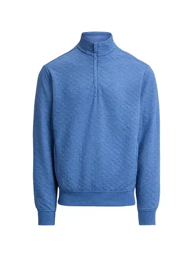 RLX Ralph Lauren Men's Quilted Double-Knit Quarter-Zip Sweatshirt - Fog Blue Heather - Size XXL | Thumbnail 1 RLX Ralph Lauren Men's Quilted Double-Knit Quarter-Zip Sweatshirt - Fog Blue Heather - Size XXL | Thumbnail 1