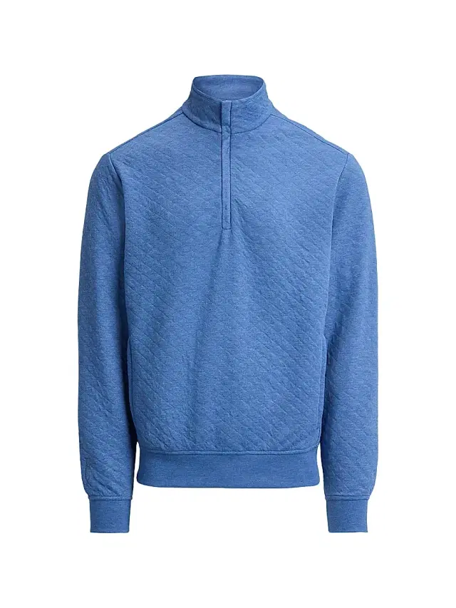 RLX Ralph Lauren Men's Quilted Double-Knit Quarter-Zip Sweatshirt - Fog Blue Heather