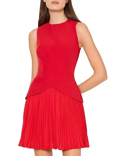 Milly Women's Haddy Pleated Minidress - True Red | Thumbnail 5 Milly Women's Haddy Pleated Minidress - True Red | Thumbnail 5