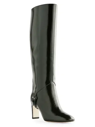 Reformation Women's Gaelle 75MM Leather Knee-High Boots - Black Leather | Thumbnail 2