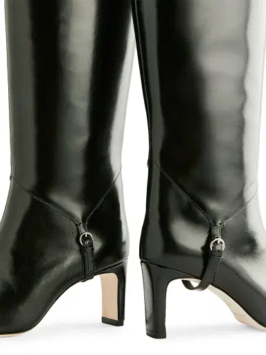 Reformation Women's Gaelle 75MM Leather Knee-High Boots - Black Leather | Thumbnail 4