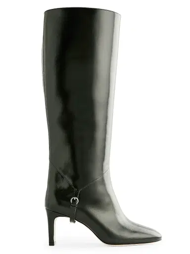 Reformation Women's Gaelle 75MM Leather Knee-High Boots - Black Leather | Thumbnail 1