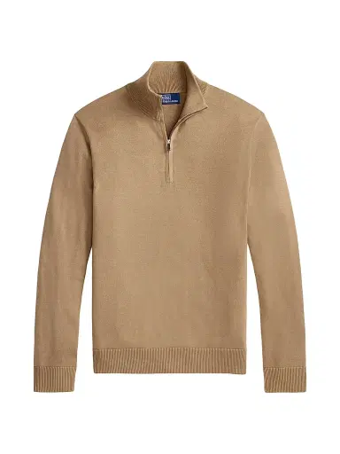 Polo Ralph Lauren Men's Cotton Quarter-Zip Sweater - Clay Tan - Size XXL | Thumbnail 1 Polo Ralph Lauren Men's Cotton Quarter-Zip Sweater - Clay Tan - Size XXL | Thumbnail 1