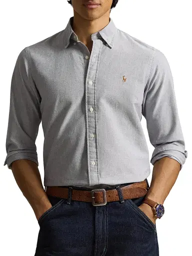 Polo Ralph Lauren Men's Custom-Fit Gingham Cotton Oxford Shirt - Navy - Size XXL | Thumbnail 3