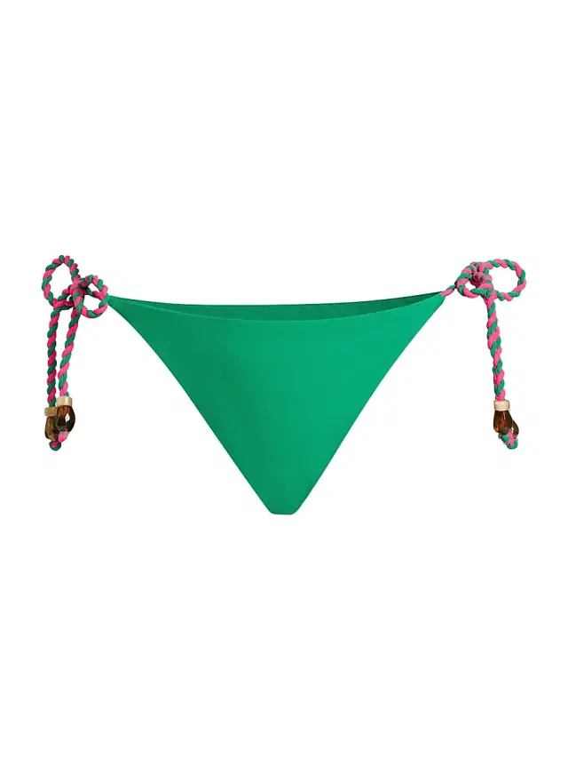 Milly Women's Side-Tie Bikini Bottom - Green Multi