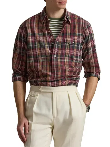 Polo Ralph Lauren Men's Bleeding Madras Cotton Shirt - Navy Berry Multi - Size XXL | Thumbnail 3 Polo Ralph Lauren Men's Bleeding Madras Cotton Shirt - Navy Berry Multi - Size XXL | Thumbnail 3