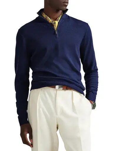 Polo Ralph Lauren Men's Cotton Quarter-Zip Sweater - Bright Navy - Size XXL | Thumbnail 3 Polo Ralph Lauren Men's Cotton Quarter-Zip Sweater - Bright Navy - Size XXL | Thumbnail 3
