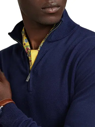Polo Ralph Lauren Men's Cotton Quarter-Zip Sweater - Bright Navy - Size XXL | Thumbnail 5 Polo Ralph Lauren Men's Cotton Quarter-Zip Sweater - Bright Navy - Size XXL | Thumbnail 5