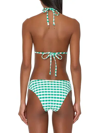 Milly Women's Cottage Gingham Bikini Bottom - Green And White - Size Small | Thumbnail 5