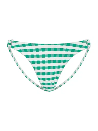 Milly Women's Cottage Gingham Bikini Bottom - Green And White - Size Small | Thumbnail 1