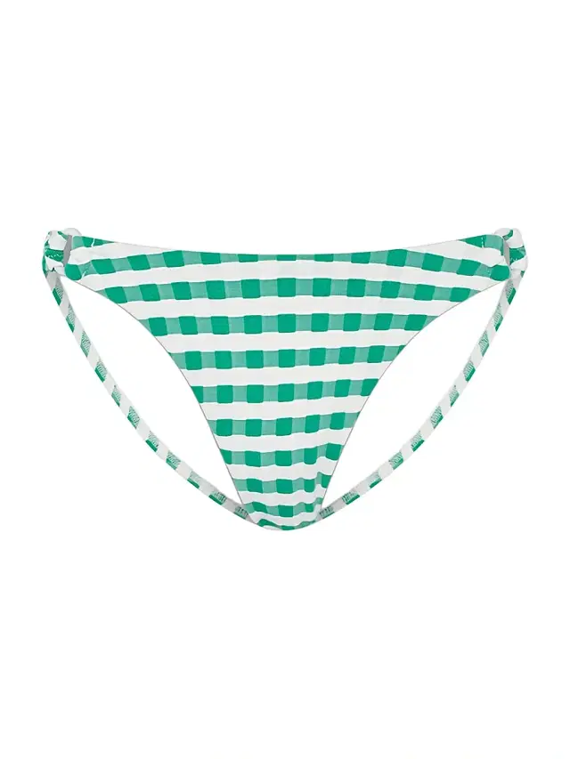 Milly Women's Cottage Gingham Bikini Bottom - Green And White