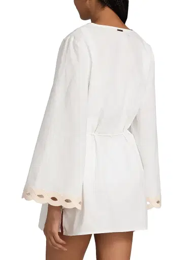 Milly Women's Embroidered Cotton-Blend Cover-Up Minidress - White - Size XS | Thumbnail 4 Milly Women's Embroidered Cotton-Blend Cover-Up Minidress - White - Size XS | Thumbnail 4