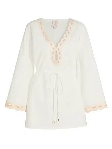 Milly Women's Embroidered Cotton-Blend Cover-Up Minidress - White - Size XS | Thumbnail 1 Milly Women's Embroidered Cotton-Blend Cover-Up Minidress - White - Size XS | Thumbnail 1
