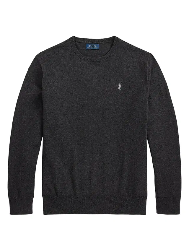 Polo Ralph Lauren Men's Embroidered Logo Cotton Crewneck Sweater - Dark Granite Heather
