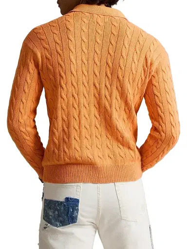 Polo Ralph Lauren Men's Cable-Knit Cotton Polo Sweater | Thumbnail 3 Polo Ralph Lauren Men's Cable-Knit Cotton Polo Sweater | Thumbnail 3