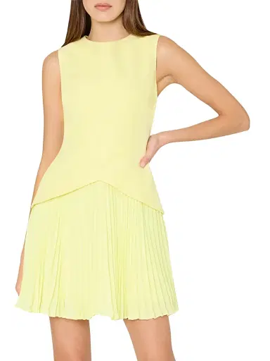 Milly Women's Haddy Pleated Minidress - Yellow - Size 12 | Thumbnail 4