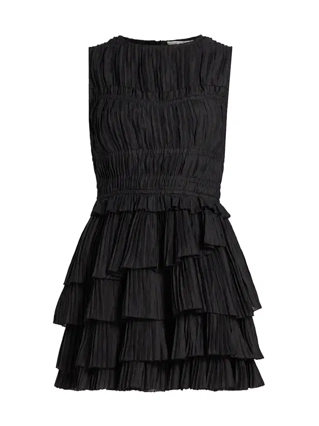 Sea Women's Thalia Pleated Sleeveless Minidress - Black