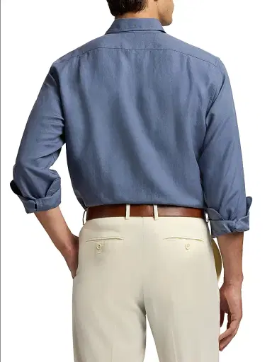 Ralph Lauren Purple Label Men's Silk-Linen Shirt - Vintage Indigo | Thumbnail 4